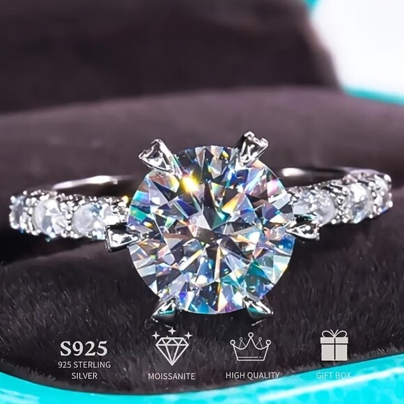 Stunning 3 Carat Moissanite Ring S925 Sterling Silver - Picture 4 of 10